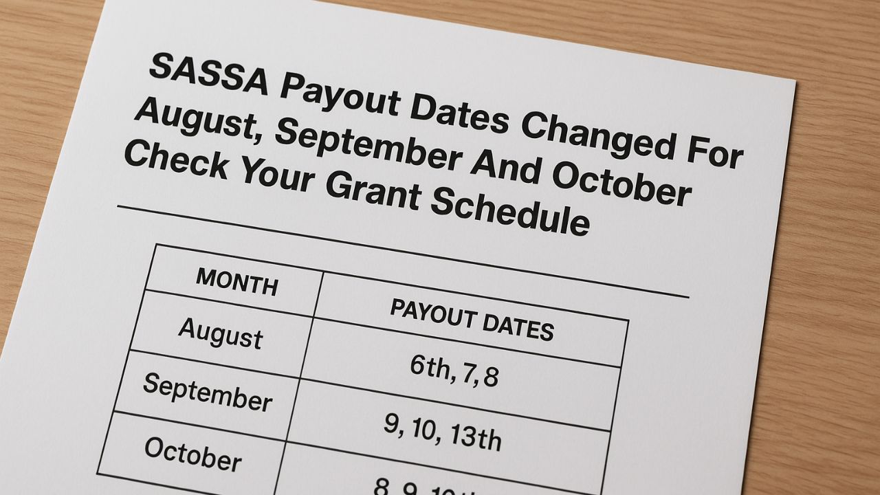 SASSA Payout Dates Changed For August, September and October 2025, Check Your Grant Schedule
